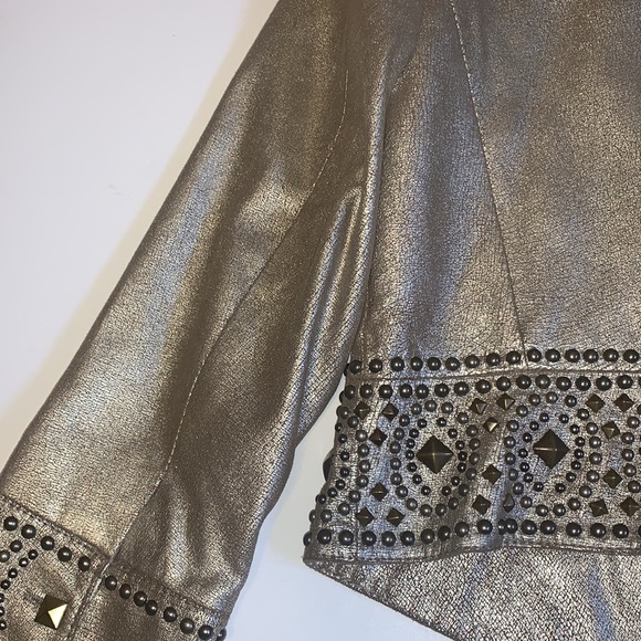 Double D Ranch Studded Gold Crackled Leather Jacket - Women’s Size XS - Picture 12 of 14